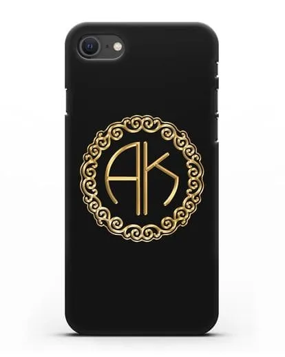 Именной чехол с монограммой с золотым рисунком силиконовый для iPhone SE 2020