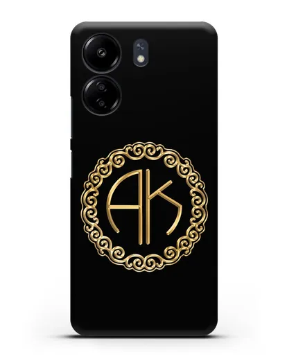 Именной чехол с монограммой с золотым рисунком силиконовый для Xiaomi Poco C65