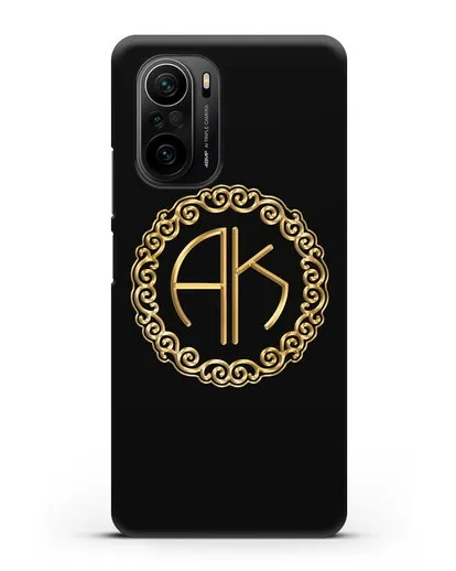 Именной чехол с монограммой с золотым рисунком силиконовый для Xiaomi Poco F3