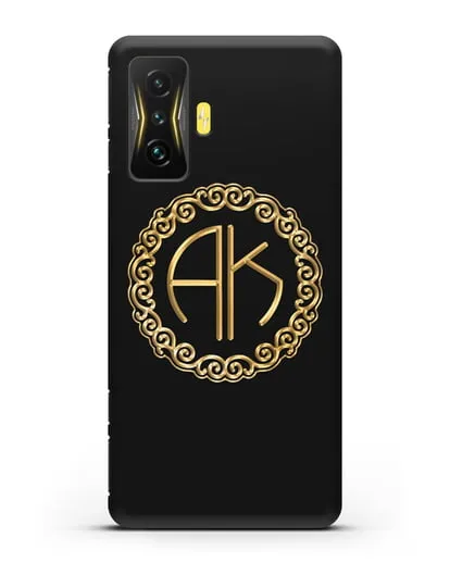 Именной чехол с монограммой с золотым рисунком силиконовый для Xiaomi Poco F4 GT