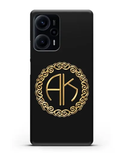 Именной чехол с монограммой с золотым рисунком силиконовый для Xiaomi Poco F5