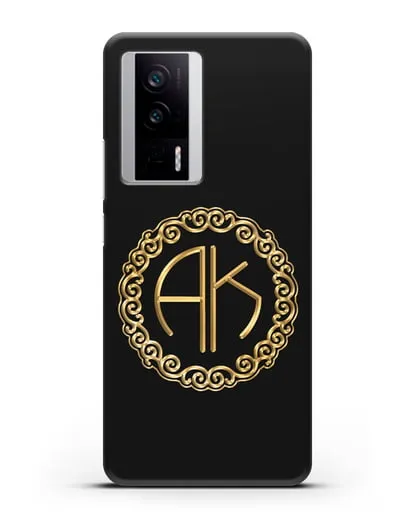 Именной чехол с монограммой с золотым рисунком силиконовый для Xiaomi Poco F5 Pro