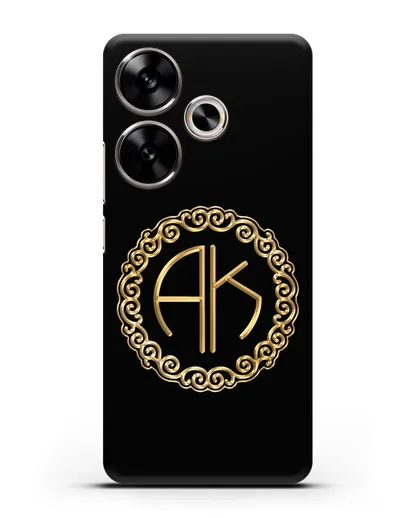 Именной чехол с монограммой с золотым рисунком силиконовый для Xiaomi Poco F6