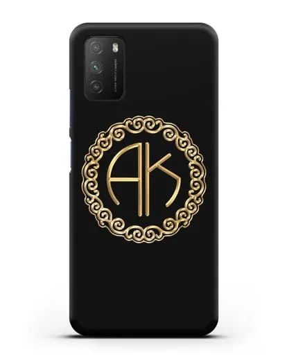 Именной чехол с монограммой с золотым рисунком силиконовый для Xiaomi Poco M3
