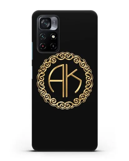 Именной чехол с монограммой с золотым рисунком силиконовый для Xiaomi Poco M4 Pro 5G