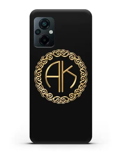 Именной чехол с монограммой с золотым рисунком силиконовый для Xiaomi Poco M5