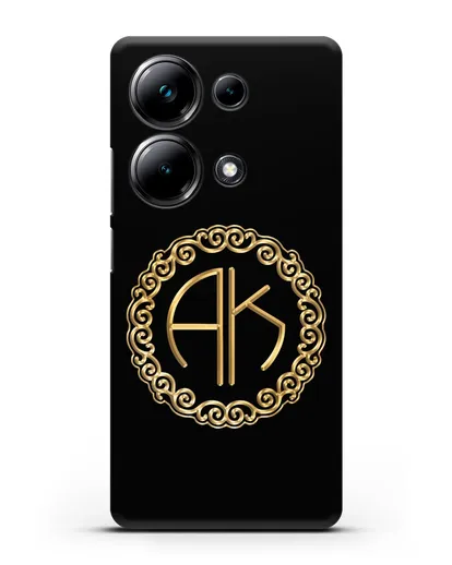 Именной чехол с монограммой с золотым рисунком силиконовый для Xiaomi Poco M6 Pro