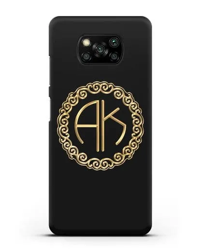 Именной чехол с монограммой с золотым рисунком силиконовый для Xiaomi Poco X3