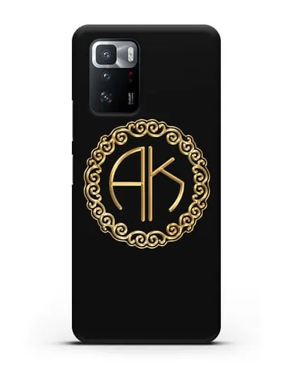 Именной чехол с монограммой с золотым рисунком силиконовый для Xiaomi Poco X3 GT