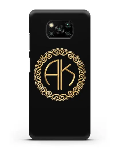Именной чехол с монограммой с золотым рисунком силиконовый для Xiaomi Poco X3 Pro