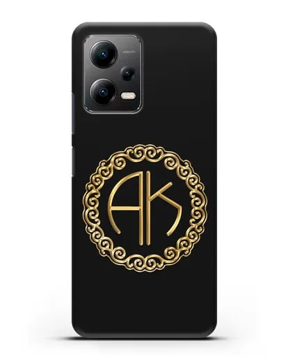 Именной чехол с монограммой с золотым рисунком силиконовый для Xiaomi Poco X5