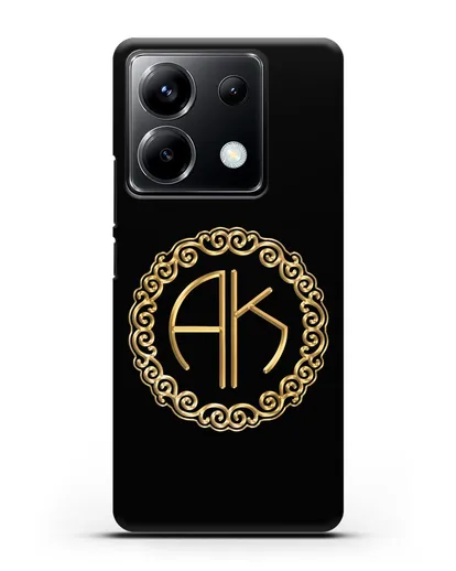 Именной чехол с монограммой с золотым рисунком силиконовый для Xiaomi Poco X6