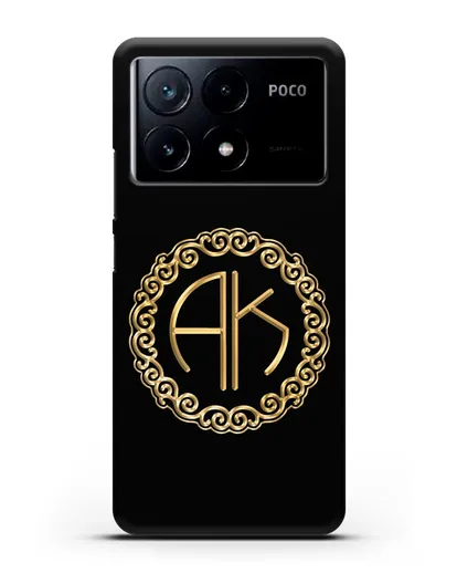 Именной чехол с монограммой с золотым рисунком силиконовый для Xiaomi Poco X6 Pro