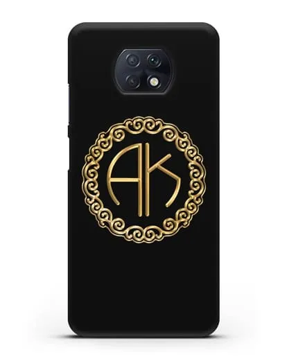 Именной чехол с монограммой с золотым рисунком силиконовый для Xiaomi Redmi Note 9T