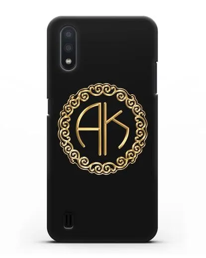 Именной чехол с монограммой с золотым рисунком силиконовый для Samsung Galaxy A01 [SM-A015F]