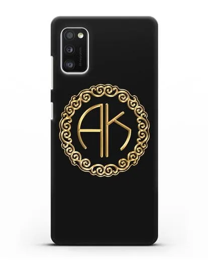 Именной чехол с монограммой с золотым рисунком силиконовый для Samsung Galaxy A41 [SM-A415F]