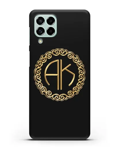 Именной чехол с монограммой с золотым рисунком силиконовый для Samsung Galaxy M53 [SM-M536]