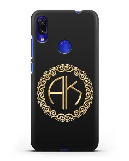Именной чехол с монограммой с золотым рисунком силиконовый для Xiaomi Redmi Note 7