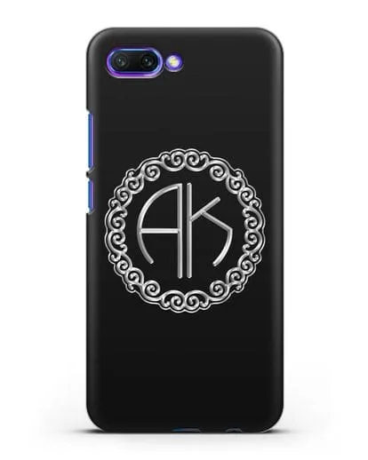 Именной чехол с монограммой с серебряным рисунком силиконовый для Honor 10
