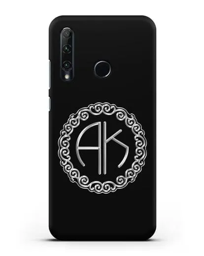 Именной чехол с монограммой с серебряным рисунком силиконовый для Honor 20e