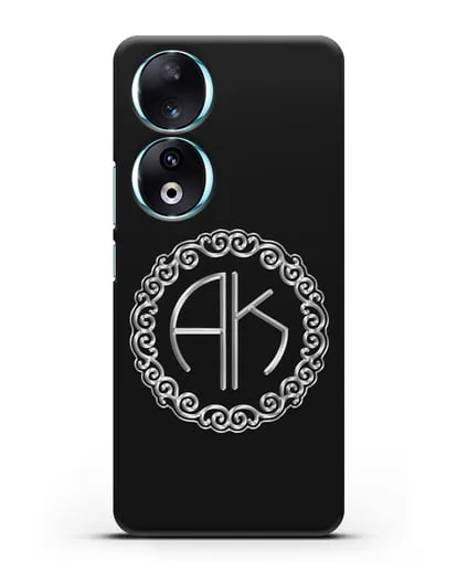 Именной чехол с монограммой с серебряным рисунком силиконовый для Honor 90