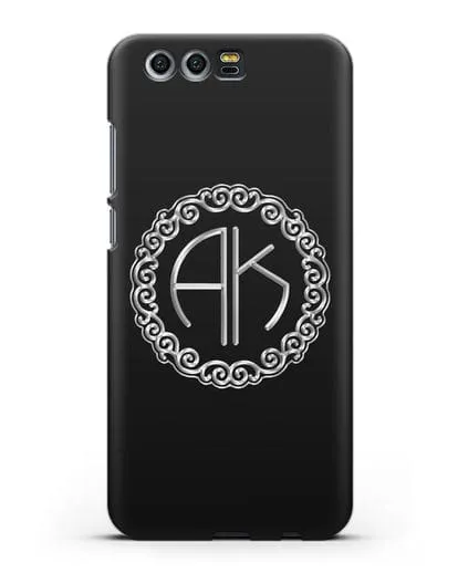 Именной чехол с монограммой с серебряным рисунком силиконовый для Honor 9