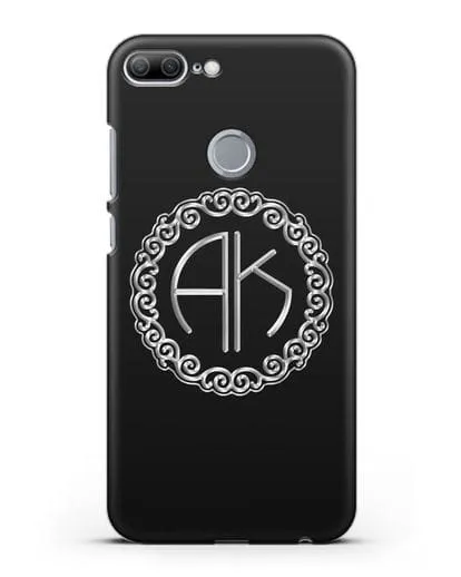 Именной чехол с монограммой с серебряным рисунком силиконовый для Honor 9 Lite