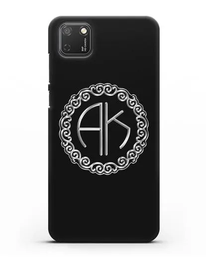 Именной чехол с монограммой с серебряным рисунком силиконовый для Honor 9S