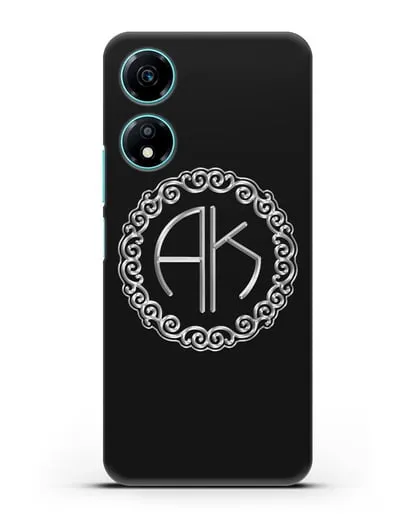 Именной чехол с монограммой с серебряным рисунком силиконовый для Honor X5 Plus