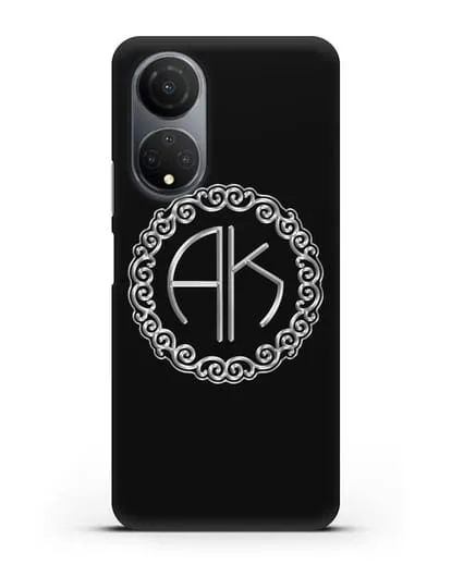 Именной чехол с монограммой с серебряным рисунком силиконовый для Honor X7