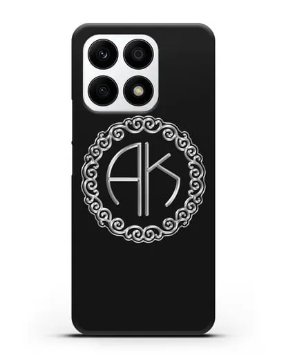 Именной чехол с монограммой с серебряным рисунком силиконовый для Honor X8a