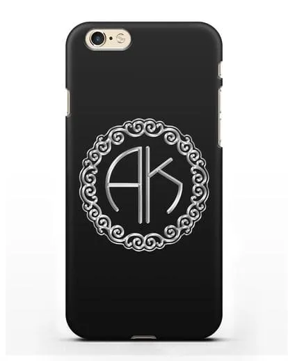Именной чехол с монограммой с серебряным рисунком силиконовый для iPhone 6s