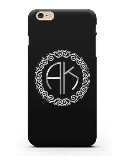 Именной чехол с монограммой с серебряным рисунком силиконовый для iPhone 6s Plus