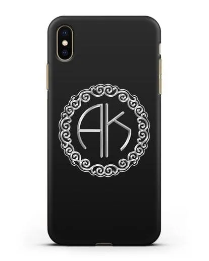 Именной чехол с монограммой с серебряным рисунком силиконовый для iPhone XS Max
