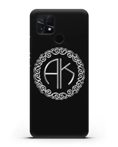 Именной чехол с монограммой с серебряным рисунком силиконовый для Xiaomi Poco C40