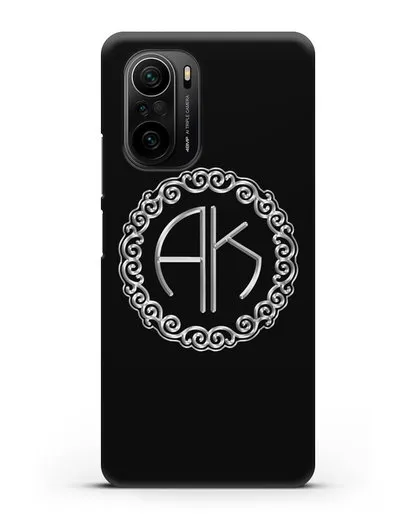 Именной чехол с монограммой с серебряным рисунком силиконовый для Xiaomi Poco F3 Pro