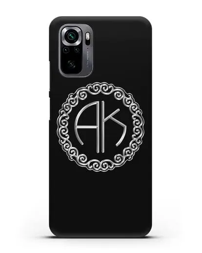 Именной чехол с монограммой с серебряным рисунком силиконовый для Xiaomi Poco M5s