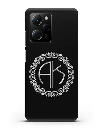 Именной чехол с монограммой с серебряным рисунком силиконовый для Xiaomi Poco X5 Pro