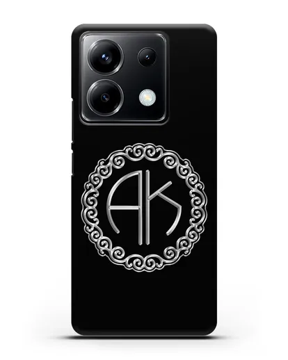 Именной чехол с монограммой с серебряным рисунком силиконовый для Xiaomi Poco X6