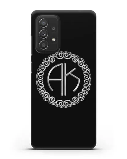 Именной чехол с монограммой с серебряным рисунком силиконовый для Samsung Galaxy A53