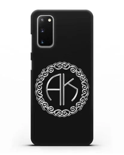 Именной чехол с монограммой с серебряным рисунком силиконовый для Samsung Galaxy S20 [SM-G980F]