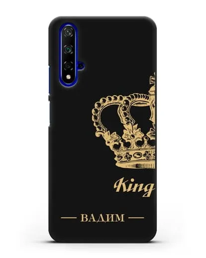 Именной чехол с короной парный мужской с фамилией и надписью King силиконовый для Honor 20