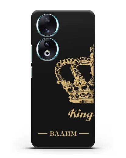 Именной чехол с короной парный мужской с фамилией и надписью King силиконовый для Honor 90