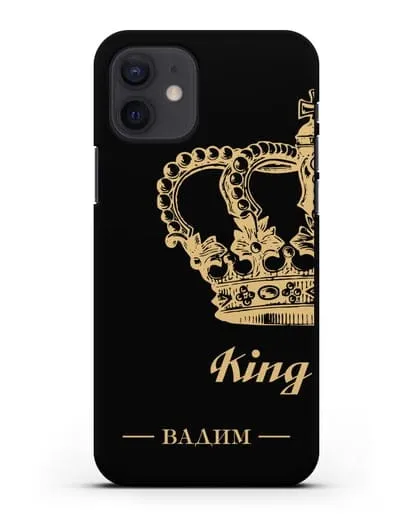 Именной чехол с короной парный мужской с фамилией и надписью King силиконовый для iPhone 12