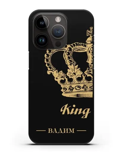 Именной чехол с короной парный мужской с фамилией и надписью King силиконовый для iPhone 14 Pro