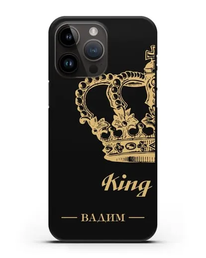Именной чехол с короной парный мужской с фамилией и надписью King силиконовый для iPhone 14 Pro Max