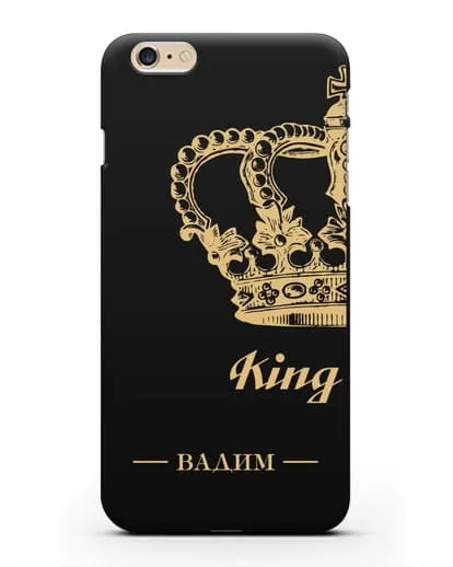 Именной чехол с короной парный мужской с фамилией и надписью King силиконовый для iPhone 6s Plus