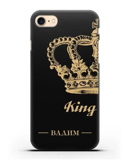 Именной чехол с короной парный мужской с фамилией и надписью King силиконовый для iPhone 7