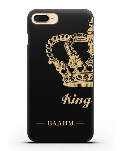 Именной чехол с короной парный мужской с фамилией и надписью King силиконовый для iPhone 8 Plus