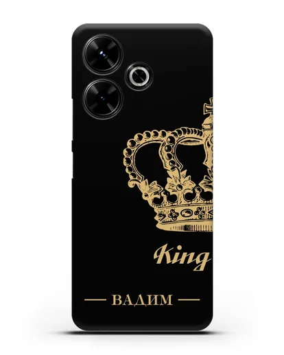 Именной чехол с короной парный мужской с фамилией и надписью King силиконовый для Xiaomi Poco M6